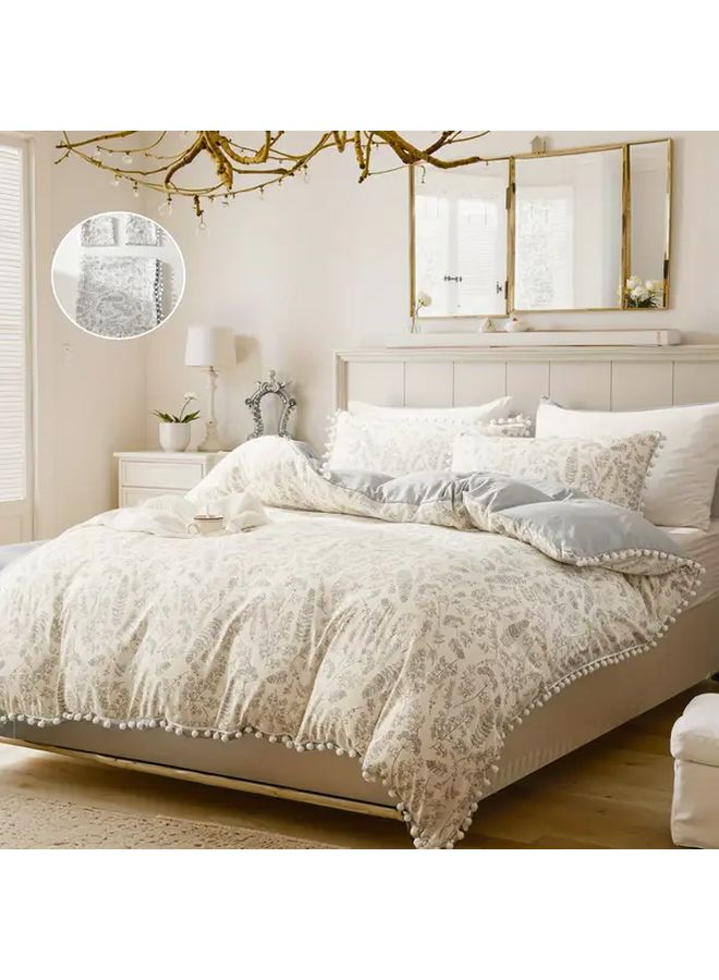 Polychrome Floral Duvet Cover Set 78 74x78 74 Inches 3 Piece Bedding With Pillowcases - Image 1